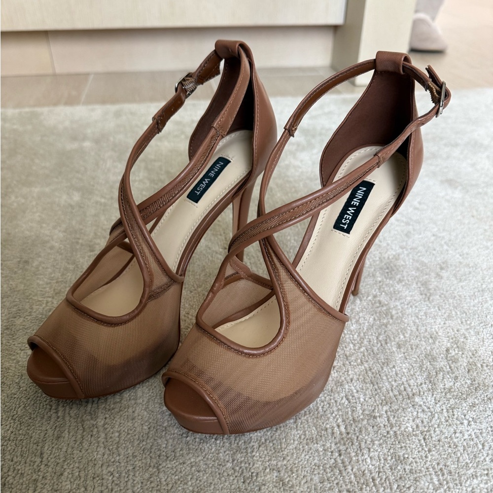 Nine West Hanyap Platform Sandal - Brown Mesh